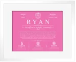 Ryan last name meaning and origin in Pink with White Matte Frame