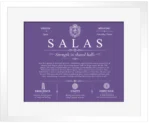 Salas family name meaning and history in Purple with White Matte Frame
