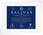 Salinas family name meaning and origin in Deep Blue with White Matte Frame Salinas family name meaning and origin in Deep Blue with White Matte Frame