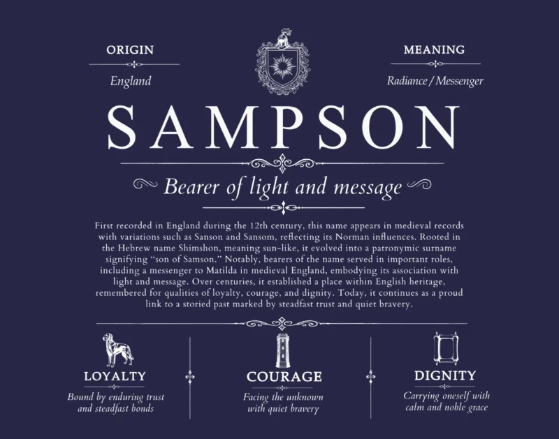 Sampson family name meaning and history in Navy Blue