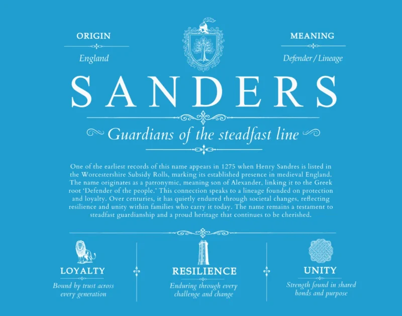 Sanders surname heritage and history in Blue