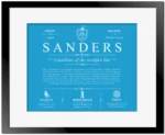 Sanders surname heritage and history in Blue with Black Matte Frame
