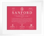 Sanford surname meaning and origin in Red with White Matte Frame
