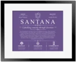 Santana family name meaning and origin in Purple with Black Matte Frame