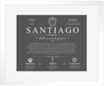 Santiago surname meaning origin and heritage in Gray with White Matte Frame