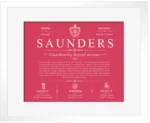 Saunders personalized surname meaning in Red with White Matte Frame Saunders personalized surname meaning in Red with White Matte Frame
