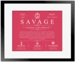 Savage last name meaning and origin in Red with Black Matte Frame