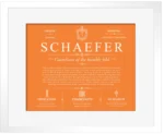 Schaefer family name origin and history in Orange with White Matte Frame Schaefer family name origin and history in Orange with White Matte Frame