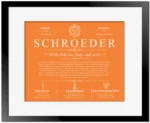 Schroeder family name meaning and history in Orange with Black Matte Frame