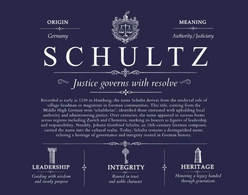Schultz surname heritage and history in Navy Blue
