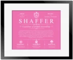 Shaffer personalized family surname in Pink with Black Matte Frame