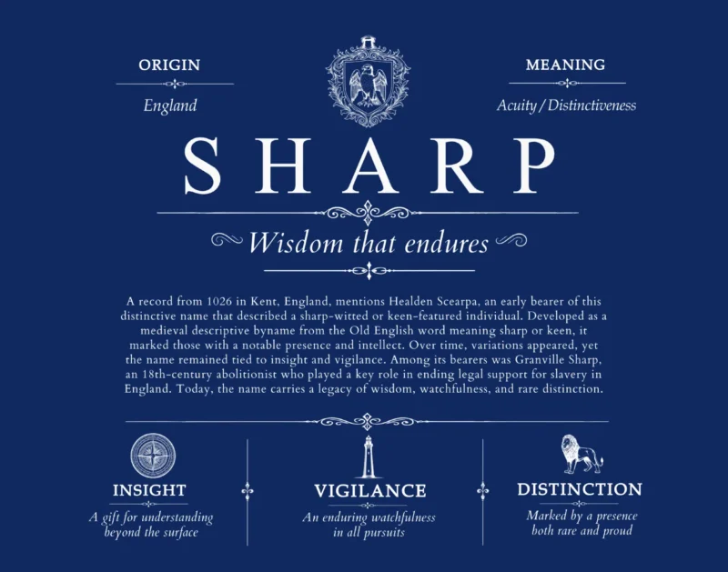 Sharp family name origin and history in Deep Blue