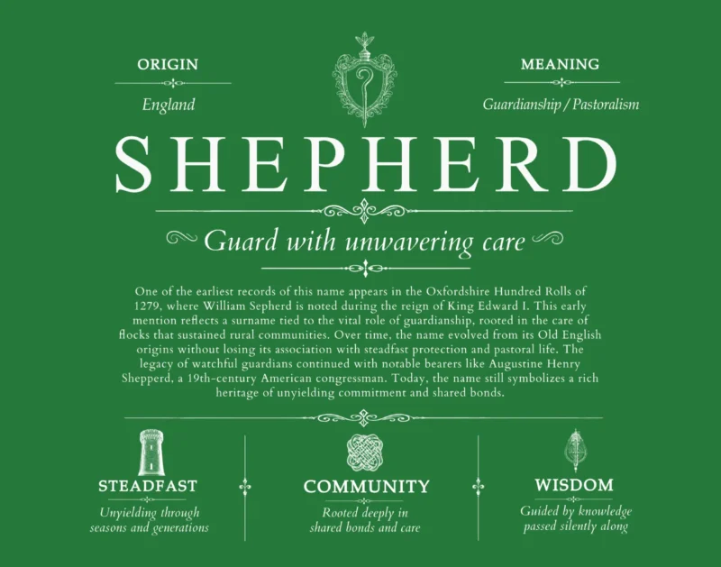 Shepherd personalized last name meaning in Dark Green