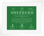 Shepherd personalized last name meaning in Dark Green with White Matte Frame Shepherd personalized last name meaning in Dark Green with White Matte Frame