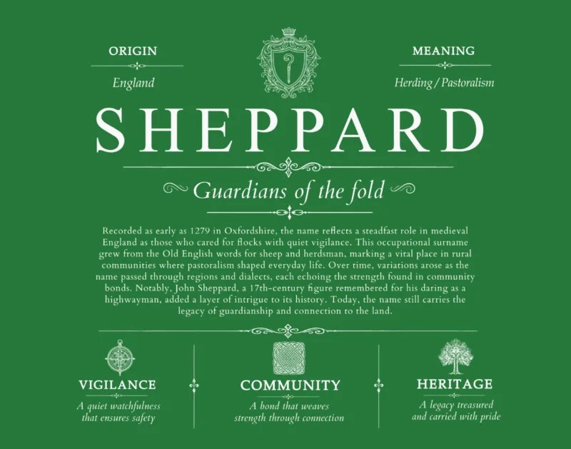 Sheppard family name origin and history in Dark Green