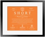 Short surname origin and history in Orange with Black Matte Frame