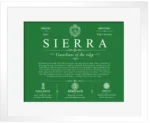 Sierra family name origin and history in Dark Green with White Matte Frame