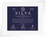 Silva family name origin and history in Navy Blue with White Matte Frame Silva family name origin and history in Navy Blue with White Matte Frame