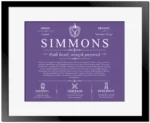 Simmons last name origin and heritage in Purple with Black Matte Frame