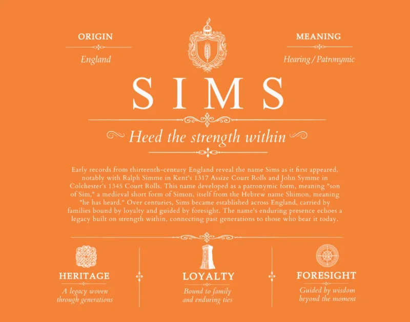 Sims personalized family surname in Orange