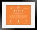 Sims personalized family surname in Orange with Black Matte Frame