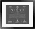 Singh surname meaning history and origin in Gray with Black Matte Frame