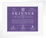 Skinner personalized family surname in Purple with White Matte Frame Skinner personalized family surname in Purple with White Matte Frame