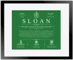 Sloan personalized family surname in Dark Green with Black Matte Frame