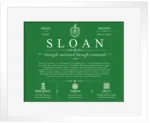Sloan personalized family surname in Dark Green with White Matte Frame