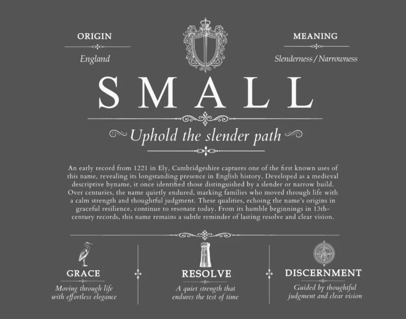 Small family name meaning and origin in Gray