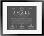 Small family name meaning and origin in Gray with Black Matte Frame