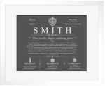 Smith surname meaning and origin in Gray with White Matte Frame