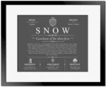 Snow surname history and family heritage in Gray with Black Matte Frame