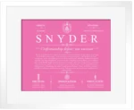 Snyder last name meaning and origin in Pink with White Matte Frame