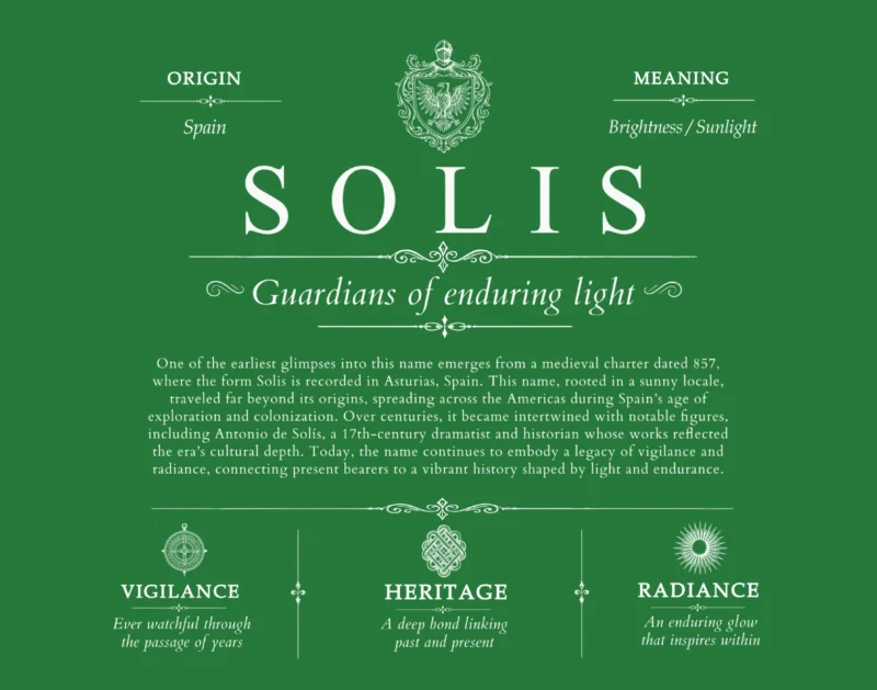 Solis personalized last name meaning in Dark Green