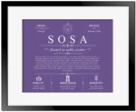 Sosa last name meaning and origin in Purple with Black Matte Frame