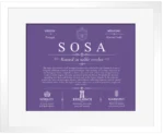 Sosa last name meaning and origin in Purple with White Matte Frame