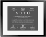 Soto personalized family surname in Gray with Black Matte Frame