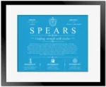 Spears family name history in Blue with Black Matte Frame