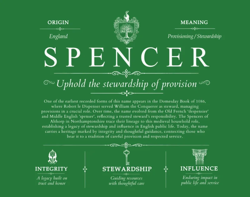 Spencer last name origin and heritage in Dark Green
