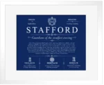 Stafford surname origin and family heritage in Deep Blue with White Matte Frame