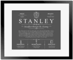 Stanley surname meaning and heritage in Gray with Black Matte Frame