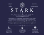 Stark last name meaning and origin in Navy Blue Stark last name meaning and origin in Navy Blue
