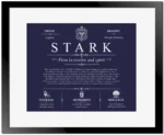 Stark last name meaning and origin in Navy Blue with Black Matte Frame