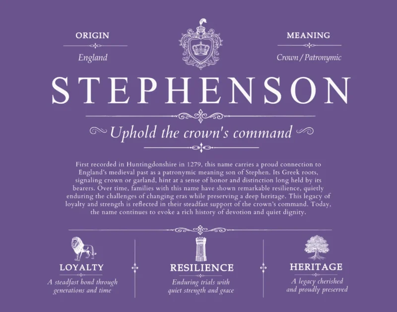 Stephenson surname origin and history in Purple