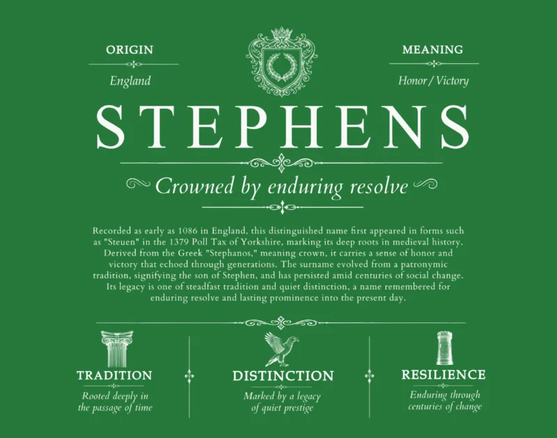 Stephens family name origin and history in Dark Green