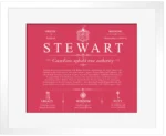 Stewart family name history in Red with White Matte Frame