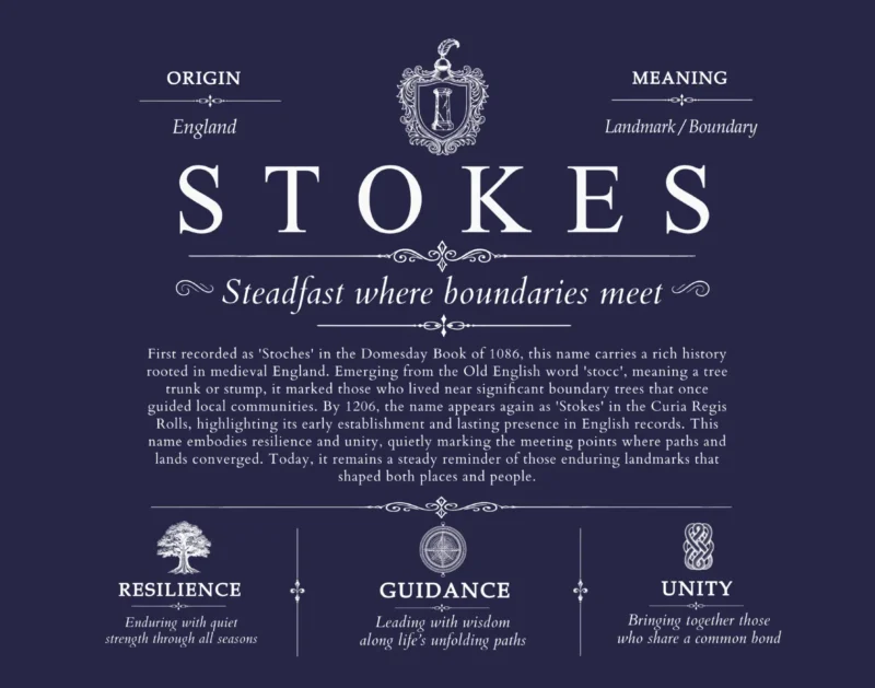 Stokes surname meaning and origin in Navy Blue