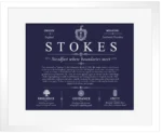 Stokes surname meaning and origin in Navy Blue with White Matte Frame