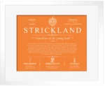 Strickland personalized family surname in Orange with White Matte Frame
